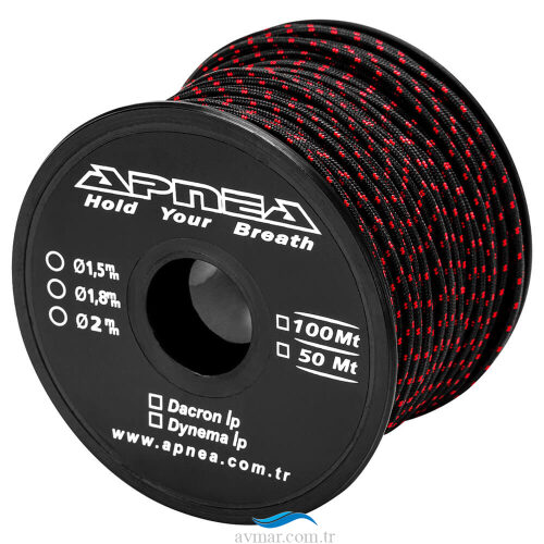 Apnea 2mm Dynema Zıpkın İpi Kırmızı-Siyah
