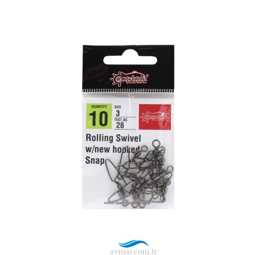 Captain 5033 Black Nikel Hoked Klipsli Fırdöndü 10lu