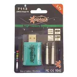 Captain 7113 Fosfor Olta Ucu Işığı Pili Ve Şarj Kiti - 1