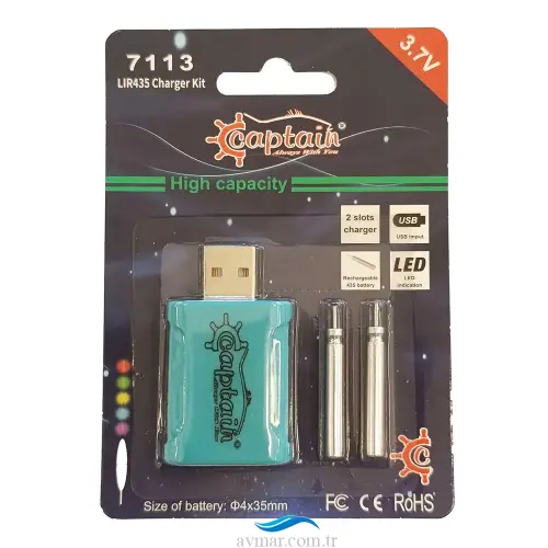 Captain 7113 Fosfor Olta Ucu Işığı Pili Ve Şarj Kiti