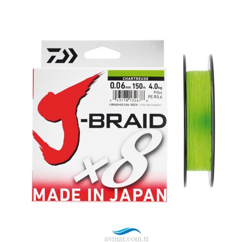 Daiwa JBraid 8B Chartreuse 150m Örgü İp Misina
