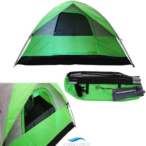 Discovery 2 Kişilik Çift Kat Manuel Yeşi-Gril Çadır
