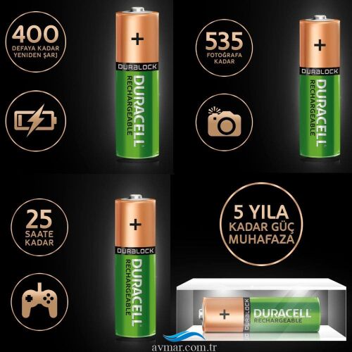 Duracell Şarj Edilebilir AA 1.2V 2500 mAh Kalem Pil 2li - Duracell (1)