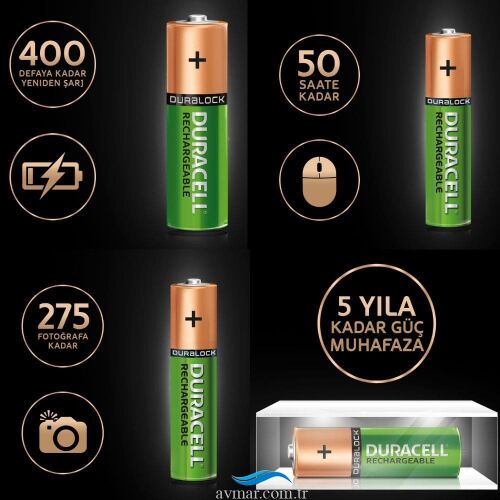 Duracell Şarj Edilebilir AAA 1.2V 900 mAh Kalem Pil 2li - Duracell (1)