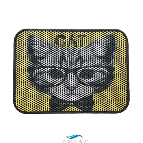 Elekli Desenli Kedi Tuvalet Önü Paspası Renk1 - Sagoo