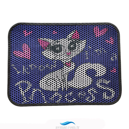 Elekli Desenli Kedi Tuvalet Önü Paspası Renk2 - 1