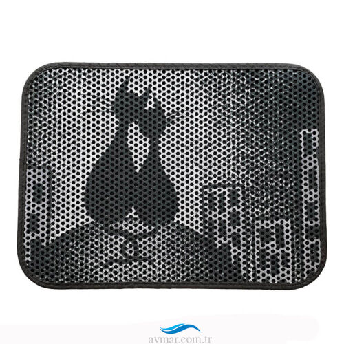 Elekli Desenli Kedi Tuvalet Önü Paspası Renk3 - Sagoo