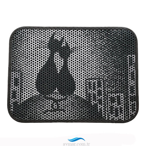 Elekli Desenli Kedi Tuvalet Önü Paspası Renk3