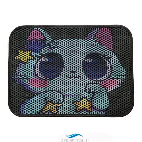 Elekli Desenli Kedi Tuvalet Önü Paspası Renk4 - Sagoo