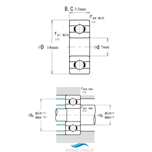 Ezo 687H Minyatür Rulman Kapaksız 7x14x3.5 - 4