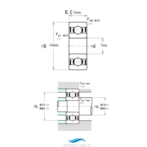 Ezo 687H ZZ Minyatür Rulman 7x14x5 - 7