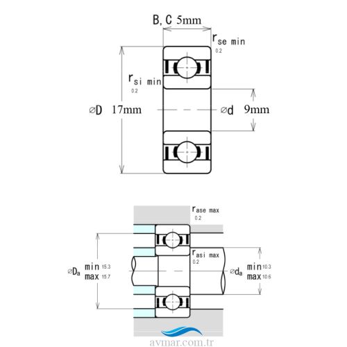 Ezo 689H ZZ Minyatür Rulman 9x17x5 - 3
