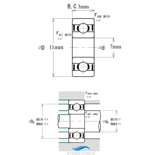 Ezo Smr 117 ZZ Minyatür Rulman 7x11x3 - 3