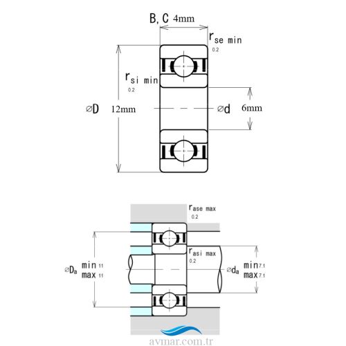 Ezo Smr 126 ZZ Minyatür Rulman 6x12x4 - 3