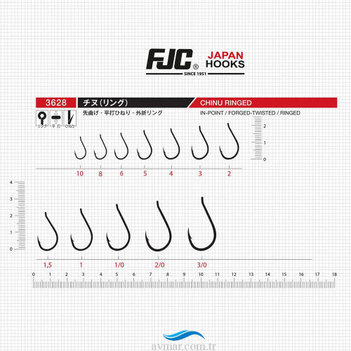 FJC 3628 Chinu Ringed Black Nikel İğne - FJC HOOKS JAPON (1)
