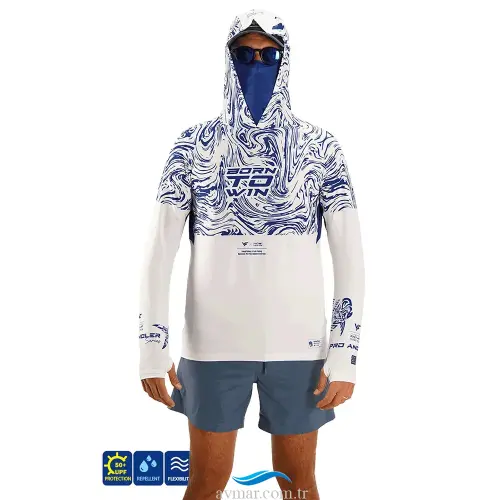 Fujin Pro Angler S26 Buff Hoodie Izohips White Blue (1)
