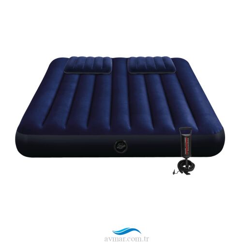 Intex Queen Classic Downy El Pompalı Şişme Yatak Set 152x203x25cm (1)