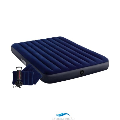 Intex Queen Classic Downy El Pompalı Şişme Yatak Set 152x203x25cm