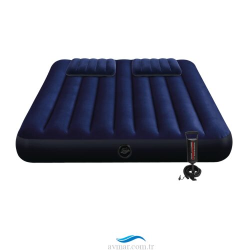 Intex Queen Classic Downy El Pompalı Şişme Yatak Set 152x203x25cm (1)