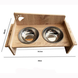Kedi Köpek Ahşap Çiftli Mama Su kabı Model 1 - 2