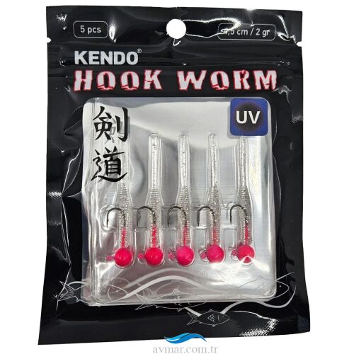 Kendo Hook Worm Jighead+Lrf Silikonu 2gr+4.5cm 5 Adet (1)