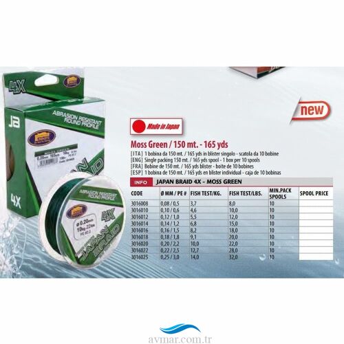 Lineaeffe 150m 4 Örgü Yeşil İp Misina (Made in Japan) - Lineaeffe (1)