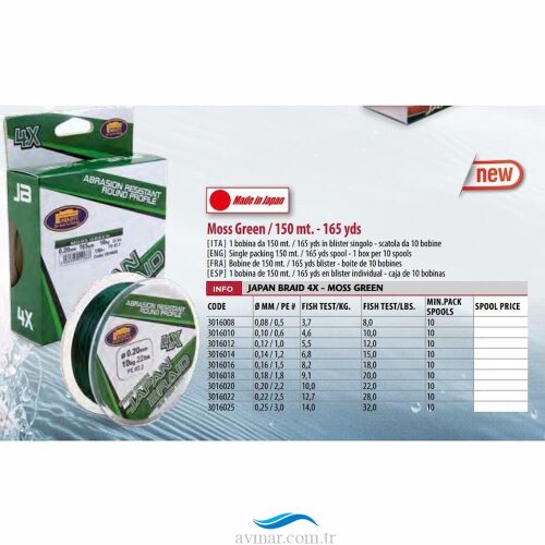 Lineaeffe 150m 4 Örgü Yeşil İp Misina (Made in Japan) (1)
