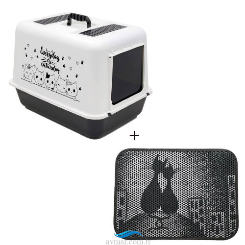 Lüx Kapalı Kedi Tuvaleti Desenli Kedi Tuvaleti Önü Paspası Model 3