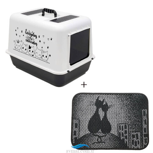 Lüx Kapalı Kedi Tuvaleti Desenli Kedi Tuvaleti Önü Paspası Model 3