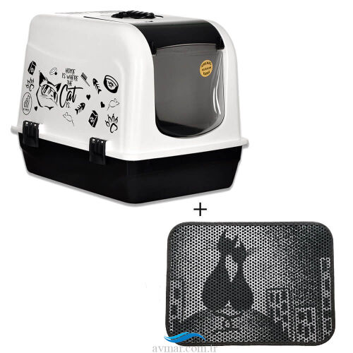 Maxi Kapalı Kedi Tuvaleti Desenli Kedi Tuvalet Önü Paspası Model 3