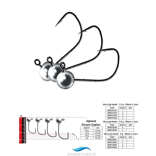Nomura Micro Jig Head 1.5gr İğne 3lü