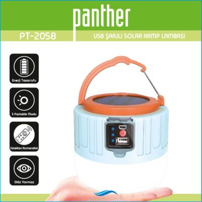 Panther PT-2058 USB Şarjlı Solar Kamp Lambası - 1