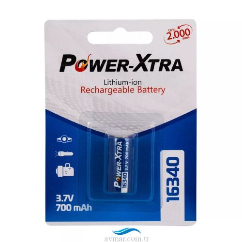 Power-Xtra 3.7V Li-ion 16340 700mAh (RCR123A) Şarjlı Pil - Power-Xtra