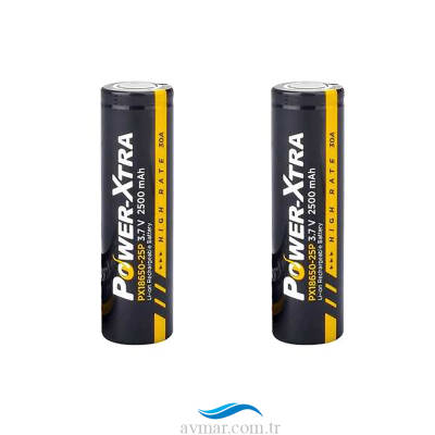 Power-Xtra PX18650-25P 3.7V 2500mAh Li-ion Şarjlı 2 Adet Pil - 1