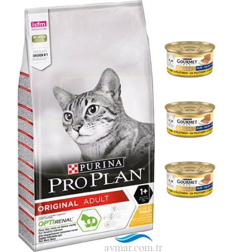 Proplan Tavuk Ve Pirinç Yetişkin Kedi Maması 3kg + 3 adet Yaş Mama - 1