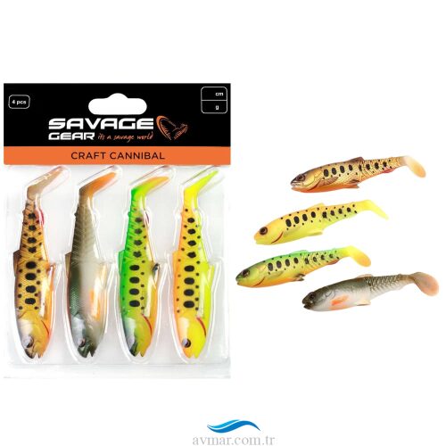 Savage Gear Craft Cannibal Paddletail 10.5cm 12gr Dark Water Mix 4lü (1)