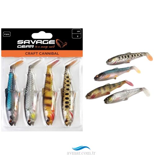 Savage Gear Craft Cannibal Paddletail 12.5cm 20gr Clear Water Mix 4lü (1)
