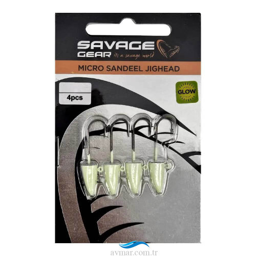 Savage Gear LRF Micro Sandeel Jighead Glow 4 Adet - Savage gear