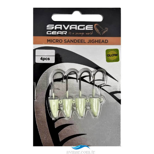 Savage Gear LRF Micro Sandeel Jighead Glow 4 Adet
