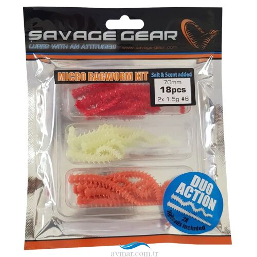 Savage Gear Micro Ragworm Kit UV 7cm LRF 18+2 Silikon Yem
