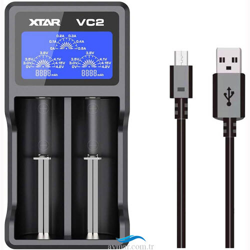 Xtar VC2 Lcd Ekranlı Li-ion Pil Şarj Cihazı 2li - 1